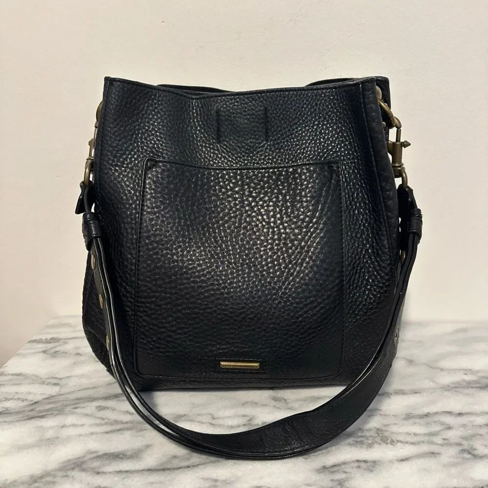 Rebecca Minkoff Black pebble Leather Darren hobo brass hardware women’s handbag